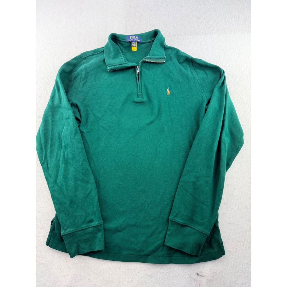 Polo Ralph Lauren Boys Green Quarter Zip Pullover Sweatshirt Size XL 18-20